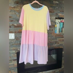 Pastel Tiered Dress Rainbow